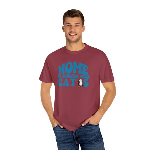 Home is Where My Cats Unisex Garment-Dyed T-Shirt, Cat Lover Tee, Gift for Cat Owners, Cute Pet Shirt