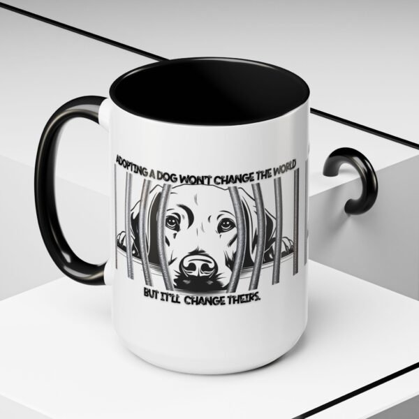 Adopt Don't Shop Coffee Mug - Black Accent Mug for Dog Lovers, Animal Rescue Gift, Pet Adoption Encouragement