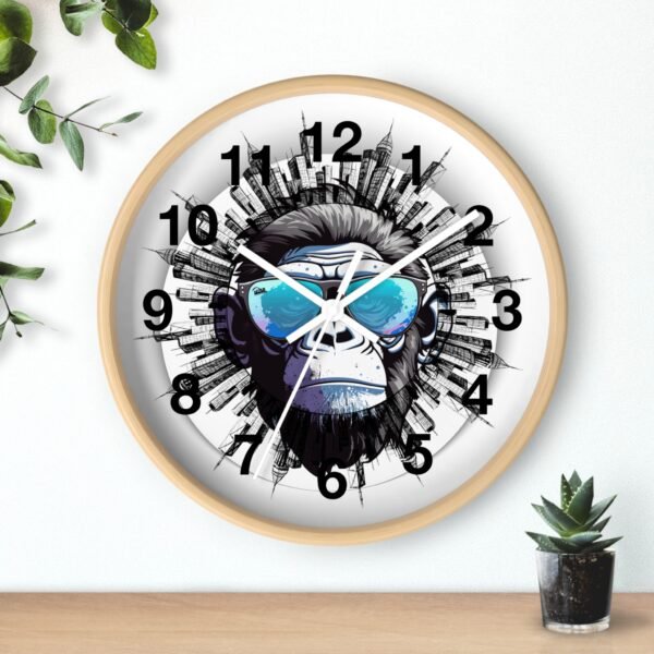Urban Gorilla Wall Clock, Cool Home Decor, Funky Gift for Him, Modern Art Timepiece, Unique Wall Art for Living Room