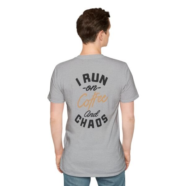 Coffee and Chaos Unisex Softstyle T-Shirt, Casual Wear, Gift for Coffee Lovers, Funny Tee, Everyday Apparel