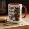 Funny Cat Coffee Mug, Perfect for Cat Lovers, Coffee Addicts, and Gifts - Black Accent Mug, Cute Gift for Birthdays, Holidays