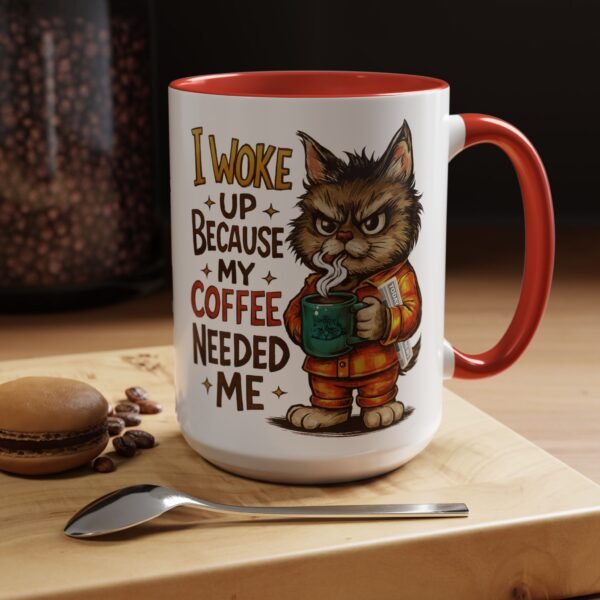 Funny Cat Coffee Mug, Perfect for Cat Lovers, Coffee Addicts, and Gifts - Black Accent Mug, Cute Gift for Birthdays, Holidays