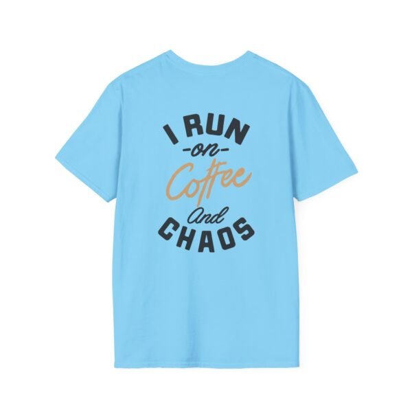 Coffee and Chaos Unisex Softstyle T-Shirt, Casual Wear, Gift for Coffee Lovers, Funny Tee, Everyday Apparel