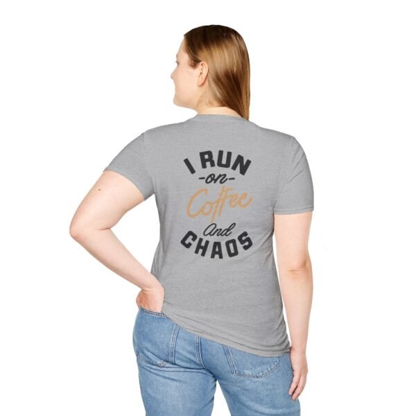 Coffee and Chaos Unisex Softstyle T-Shirt, Casual Wear, Gift for Coffee Lovers, Funny Tee, Everyday Apparel