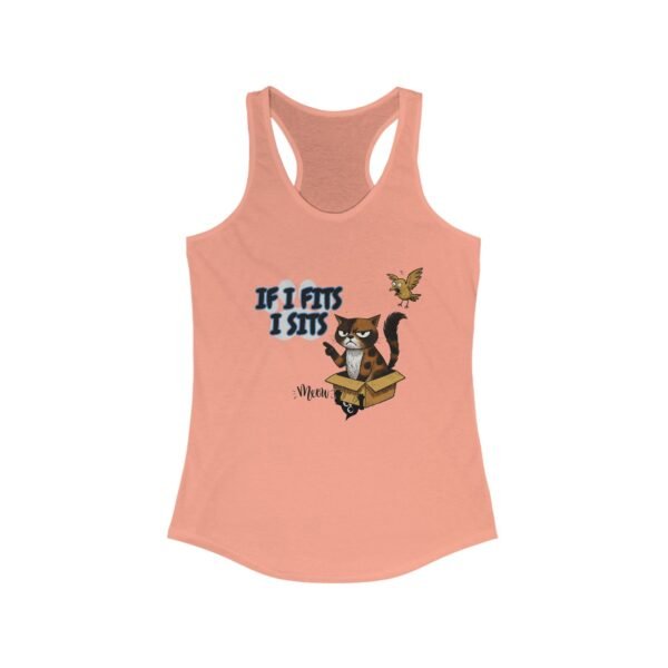 Playful Cat Racerback Tank - If I Fits I Sits, Gift for Cat Lovers, Funny Summer Top, Cute Pet Shirt