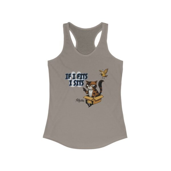 Playful Cat Racerback Tank - If I Fits I Sits, Gift for Cat Lovers, Funny Summer Top, Cute Pet Shirt