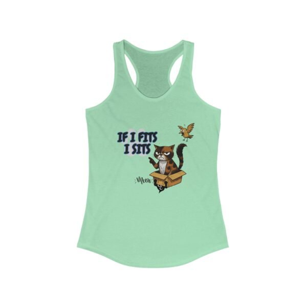 Playful Cat Racerback Tank - If I Fits I Sits, Gift for Cat Lovers, Funny Summer Top, Cute Pet Shirt