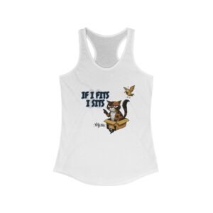 Playful Cat Racerback Tank - If I Fits I Sits, Gift for Cat Lovers, Funny Summer Top, Cute Pet Shirt