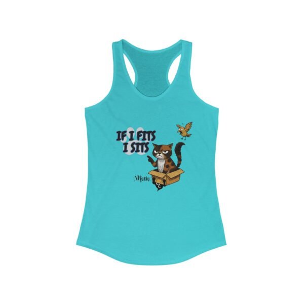 Playful Cat Racerback Tank - If I Fits I Sits, Gift for Cat Lovers, Funny Summer Top, Cute Pet Shirt