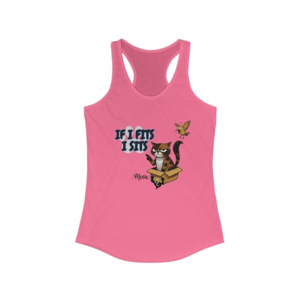 Playful Cat Racerback Tank - If I Fits I Sits, Gift for Cat Lovers, Funny Summer Top, Cute Pet Shirt