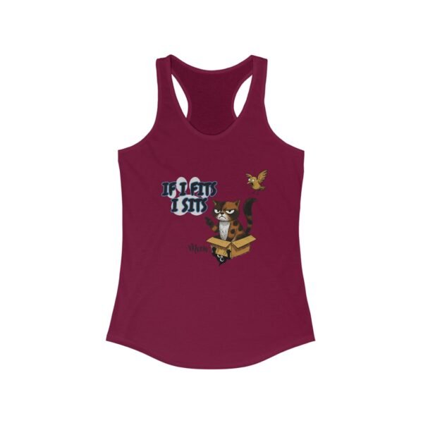 Playful Cat Racerback Tank - If I Fits I Sits, Gift for Cat Lovers, Funny Summer Top, Cute Pet Shirt