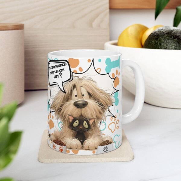 Pet Lover's Ceramic Coffee Mug 11oz / 15oz, Cat & Dog Charming Ceramic Coffee Mug