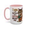 Funny Cat Coffee Mug, Perfect for Cat Lovers, Coffee Addicts, and Gifts - Black Accent Mug, Cute Gift for Birthdays, Holidays
