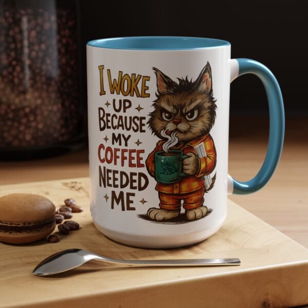 Funny Cat Coffee Mug, Perfect for Cat Lovers, Coffee Addicts, and Gifts - Black Accent Mug, Cute Gift for Birthdays, Holidays