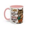 Funny Cat Coffee Mug, Perfect for Cat Lovers, Coffee Addicts, and Gifts - Black Accent Mug, Cute Gift for Birthdays, Holidays