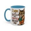 Funny Cat Coffee Mug, Perfect for Cat Lovers, Coffee Addicts, and Gifts - Black Accent Mug, Cute Gift for Birthdays, Holidays
