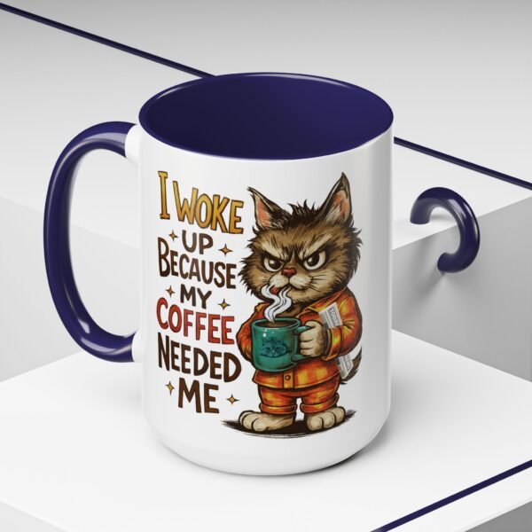 Funny Cat Coffee Mug, Perfect for Cat Lovers, Coffee Addicts, and Gifts - Black Accent Mug, Cute Gift for Birthdays, Holidays