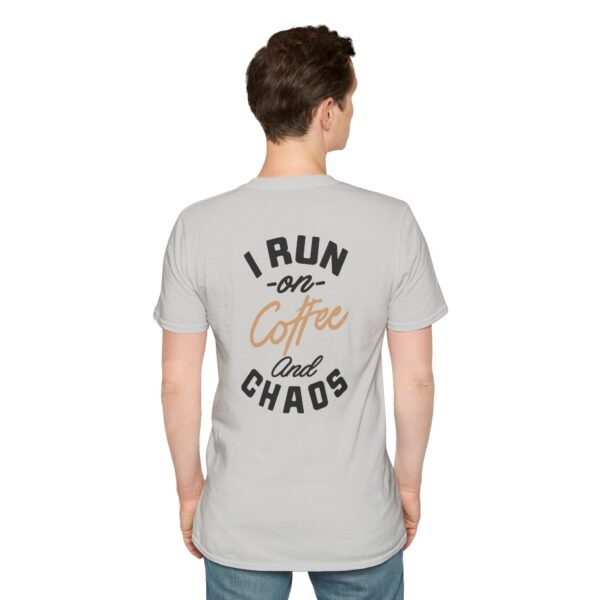 Coffee and Chaos Unisex Softstyle T-Shirt, Casual Wear, Gift for Coffee Lovers, Funny Tee, Everyday Apparel