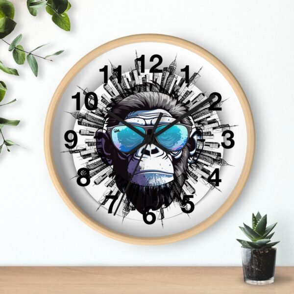 Urban Gorilla Wall Clock, Cool Home Decor, Funky Gift for Him, Modern Art Timepiece, Unique Wall Art for Living Room