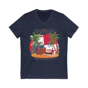 Panama Paradise V-Neck Tee: Tropical Vacation Shirt, Summer Apparel, Travel Tee, Beachwear, Gift for Beach Lovers