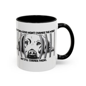 Adopt Don't Shop Coffee Mug - Black Accent Mug for Dog Lovers, Animal Rescue Gift, Pet Adoption Encouragement