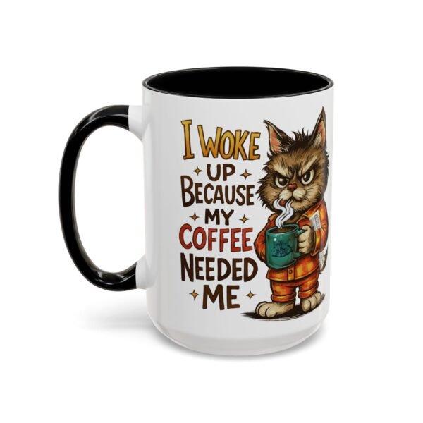 Funny Cat Coffee Mug, Perfect for Cat Lovers, Coffee Addicts, and Gifts - Black Accent Mug, Cute Gift for Birthdays, Holidays
