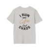 Coffee and Chaos Unisex Softstyle T-Shirt, Casual Wear, Gift for Coffee Lovers, Funny Tee, Everyday Apparel