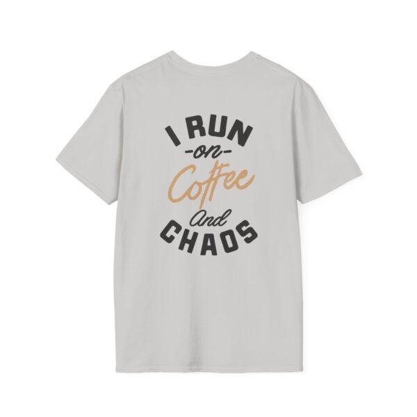Coffee and Chaos Unisex Softstyle T-Shirt, Casual Wear, Gift for Coffee Lovers, Funny Tee, Everyday Apparel
