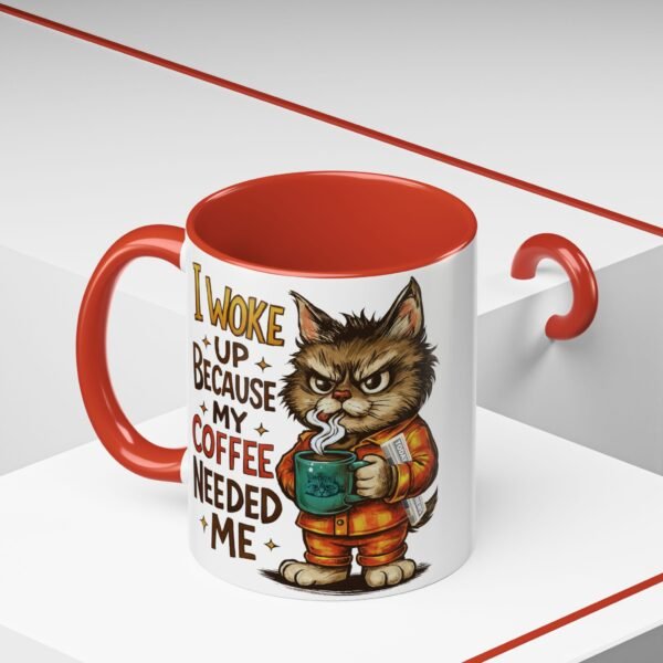 Funny Cat Coffee Mug, Perfect for Cat Lovers, Coffee Addicts, and Gifts - Black Accent Mug, Cute Gift for Birthdays, Holidays