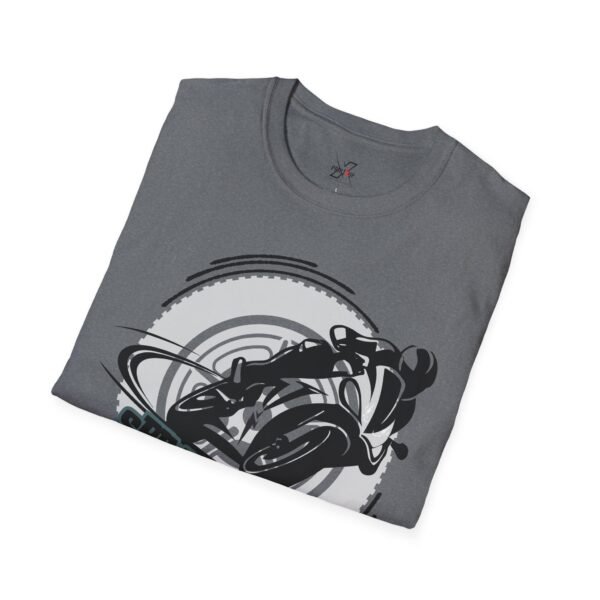Motorcycle Graphic Tee, Unisex Softstyle T-Shirt, Biker Gift,  Cool Casual Wear, Spinning Station Shirt, Motorcycle Lovers Gift