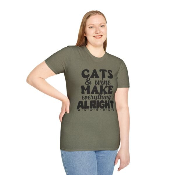Cats Wine Make Everything Alright T-Shirt, Cat Lover Gift, Wine Enthusiast Shirt, Funny Tee, Gift for Her