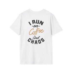 Coffee and Chaos, Unisex Softstyle T-Shirt, Casual Wear, Gift for Coffee Lovers, Funny Tee, Everyday Apparel