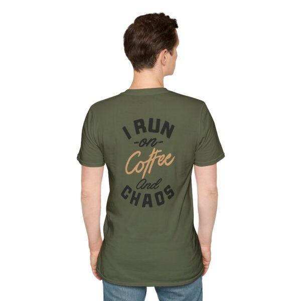 Coffee and Chaos Unisex Softstyle T-Shirt, Casual Wear, Gift for Coffee Lovers, Funny Tee, Everyday Apparel