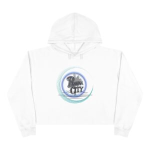 Chic Crop Hoodie with Retro 'Panama City' Design, Casual Wear, Summer Fashion, Gift for Travelers, Beach Vibes