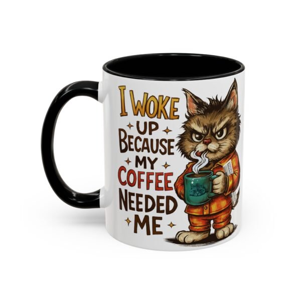 Funny Cat Coffee Mug, Perfect for Cat Lovers, Coffee Addicts, and Gifts - Black Accent Mug, Cute Gift for Birthdays, Holidays