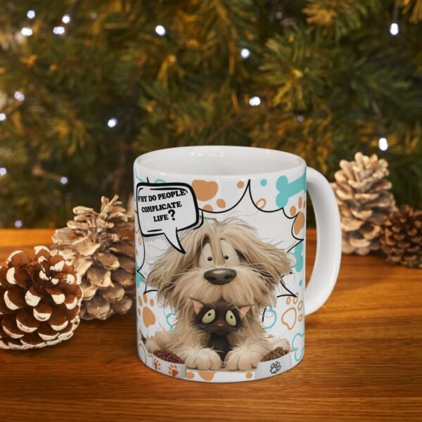 Pet Lover's Ceramic Coffee Mug 11oz / 15oz, Cat & Dog Charming Ceramic Coffee Mug