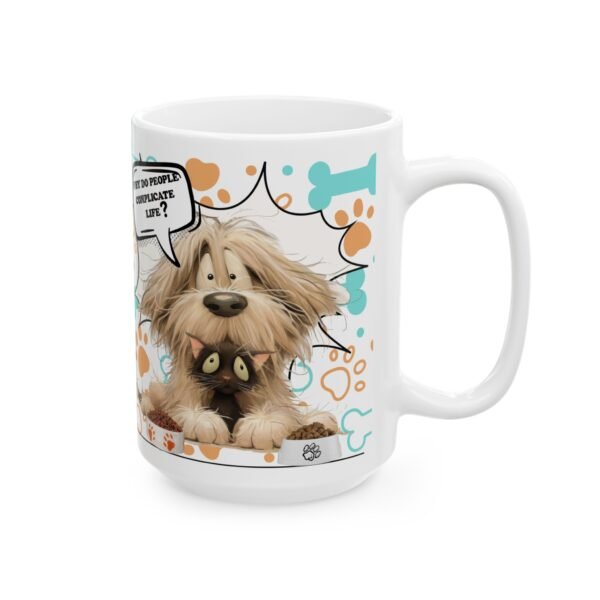 Pet Lover's Ceramic Coffee Mug 11oz / 15oz, Cat & Dog Charming Ceramic Coffee Mug