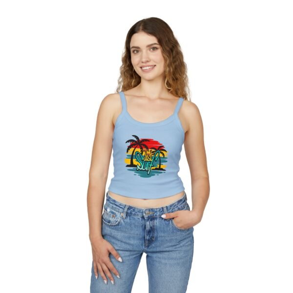 Beach Vibe Tank Top - Just Surf, Summer Top, Vacation Wear, Gift for Surfers, Tropical Style, Casual Summer Outfit