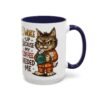 Funny Cat Coffee Mug, Perfect for Cat Lovers, Coffee Addicts, and Gifts - Black Accent Mug, Cute Gift for Birthdays, Holidays