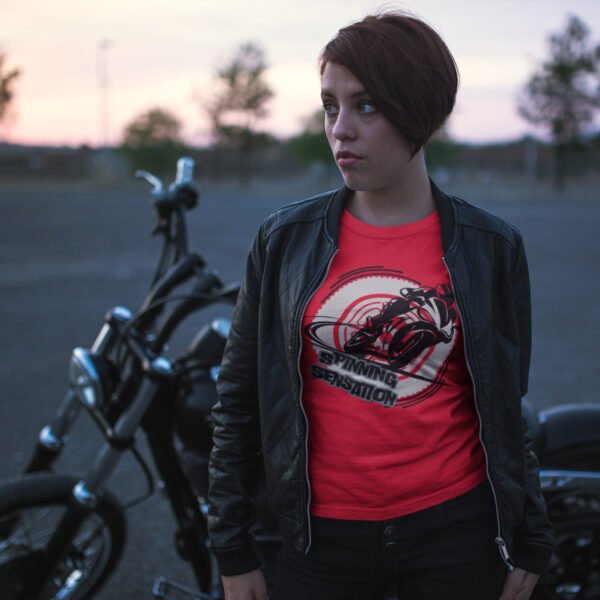Motorcycle Graphic Tee, Unisex Softstyle T-Shirt, Biker Gift,  Cool Casual Wear, Spinning Station Shirt, Motorcycle Lovers Gift