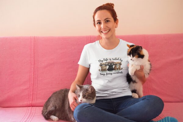 My Life is Ruled by Tiny Furry Overlords Personalized  T-Shirt, Funny Cat Lover Tee, Gift for Pet Owners, Animal Lover Apparel