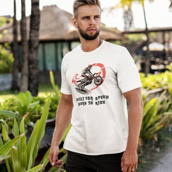 Motorcycle Graphic Design Unisex Tee, Born to Ride, Gift for Bikers, Casual Streetwear, Ideal for Ride Days, Cool Motorcycle Decor