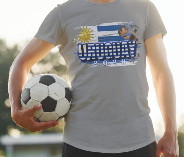 round-neck-t-shirt-mockup-of-a-man-holding-a-soccer-ball-m16845-r-el2 Vintage Unisex Uruguay Graphic Tee, Casual Summer Shirt, Beachwear, Travel T-shirt, Gift for Sports Fans