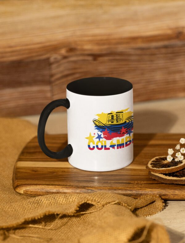 sublimated-mockup-of-an-11-oz-coffee-mug-placed-on-a-wooden-shelf-m51005 Colombian Pride Coffee Mug, Accent Mug, Present for Coffee Lovers, Travel Souvenir 11/15 oz
