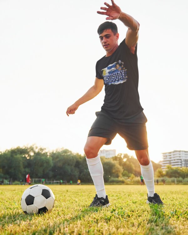 t-shirt-mockup-featuring-a-man-playing-soccer-on-a-field-m16839-r-el2 Vintage Unisex Uruguay Graphic Tee, Casual Summer Shirt, Beachwear, Travel T-shirt, Gift for Sports Fans