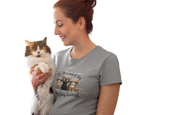 My Life is Ruled by Tiny Furry Overlords Personalized  T-Shirt, Funny Cat Lover Tee, Gift for Pet Owners, Animal Lover Apparel