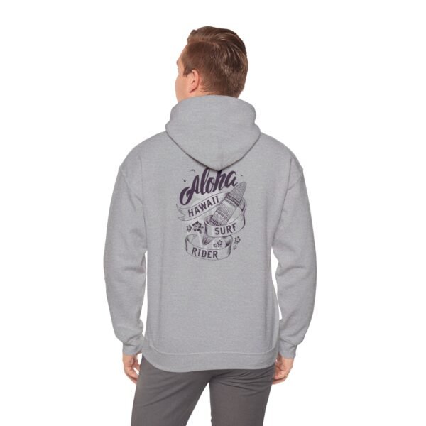 Aloha Hawaii Surf Rider Unisex Hooded Sweatshirt, Cozy Hoodie, Beachwear, Gift for Surfer, Summer Style, Adventure Apparel