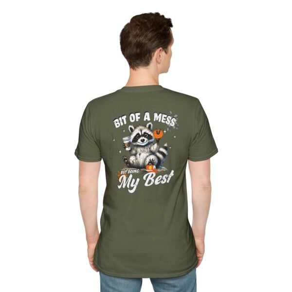Bit of a Mess Raccoon, T-Shirt for Animal Lovers, Funny T-Shirt, Halloween Apparel, Gift for Friends, Unisex Softstyle Tee