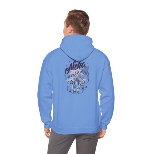 Aloha Hawaii Surf Rider Unisex Hooded Sweatshirt, Cozy Hoodie, Beachwear, Gift for Surfer, Summer Style, Adventure Apparel