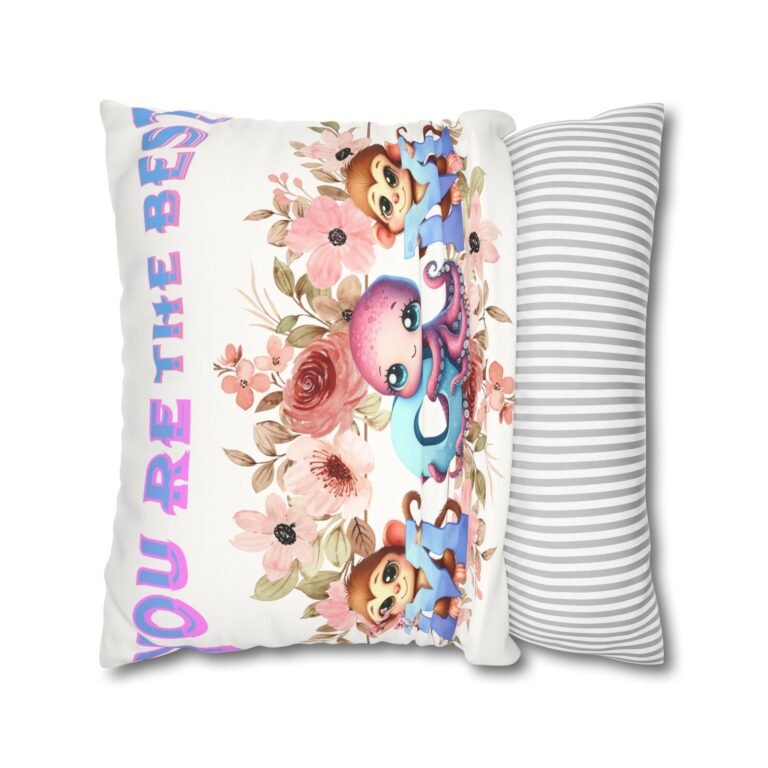 Colorful Mom' Pillowcase, Decorative Cushion Cover, Fun Mom's Room Decor, Cute Gift for Kids, Floral Animal Throw Pillow